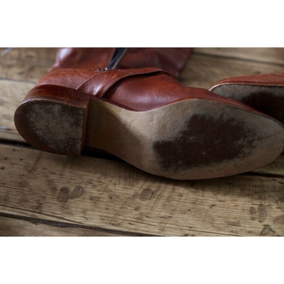 Vtg. 70s 3602 Brown Knee High Leather Festival Boots 7 - Picture 7 of 8